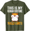 This is My Human Costume I'm Really A Hamster Halloween Kids T-Shirt - Olive Green