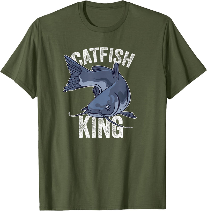 Catfish Gifts Catfish King Catfish Fishing T-Shirt - Olive Green