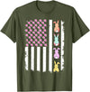 US American Flag with Bunny for Easter Day Men Women Kids T-Shirt in Olive Green