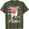 Pack A Punch Just A Girl Who Loves Llamas Llama Shirt Vintage T-Shirt - Olive Green