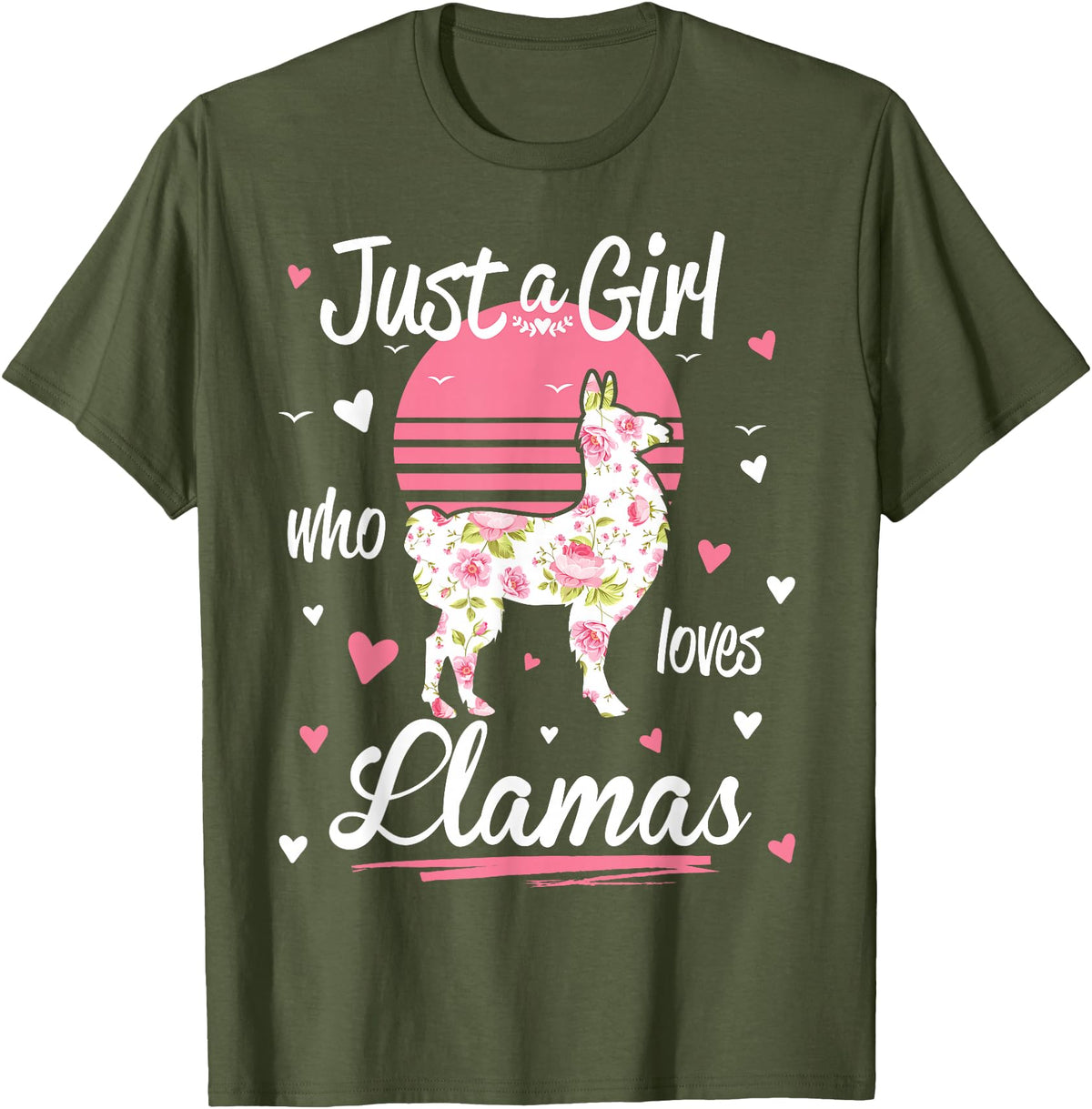 Pack A Punch Just A Girl Who Loves Llamas Llama Shirt Vintage T-Shirt - Olive Green