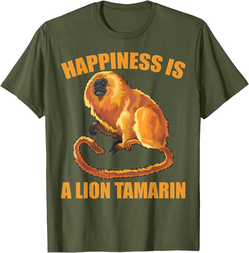 Happiness Is A Golden Lion Tamarin Tees Co. Glück ist ein Goldener Löwe Tamarin Monkeys Zoo Keeper T-Shirt - Olive Green
