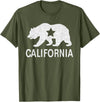 California Bear Souvenirs California State Flag Republic Of California T-Shirt - Olive Green