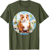 Cool Spring Flowers with Hamster for Season Lovers T-Shirt - Olive Green