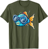 Fish with diving Googles Outfit Funny Fish Face Outfit for Summer and Fishes Lovers T-Shirt - Olive Green