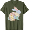 Funny Bunny Patchwork Rabbit Eggs Happy Easter Day Retro T-Shirt in Olive Green