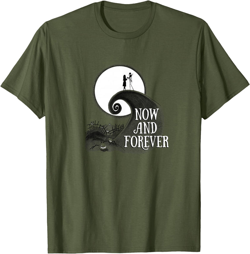Disney The Nightmare Before Christmas - Jack & Sally Now & Forever T-Shirt - Olive Green