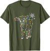Cow Christmas Light Tree Cow Xmas Snow Lover T-Shirt - Olive Green