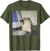 Cyber Hamster Meme Cringe Funny Animal Vintage Graphic Tee T-Shirt - Olive Green