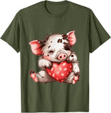 Kune Kune Pig Accessories & KuneKune Clothes Kune Kune Pig Heart Kunekune for Women Kune Kune Pig Girl T-Shirt - Olive Green