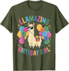 Llamazing Birthday Gifts Llama Llama Birthday LLamazing Party Llama Balloons T-Shirt - Olive Green