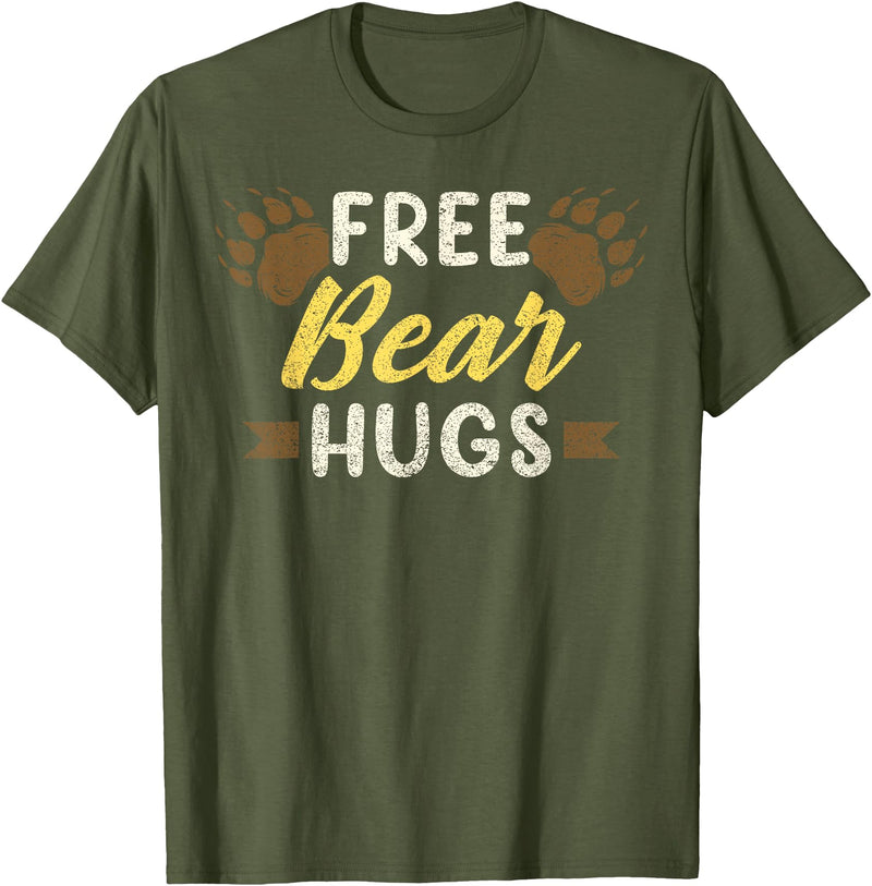 Bear Gay Pride by Content Design Studio Bear Community, Free Bear Hugs, Bear Flag, Gay Bear Pride T-Shirt - Olive Green