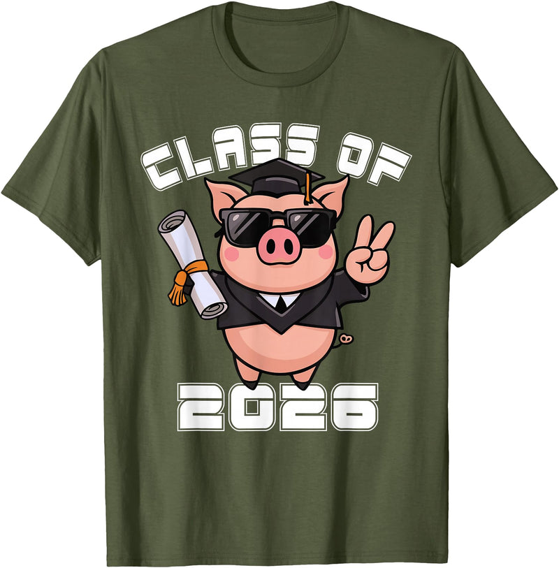 Peace Sign Hand Animal Class of 2026 Graduation Peace Sign Hand Pig Class of 2026 Graduation T-Shirt - Olive Green