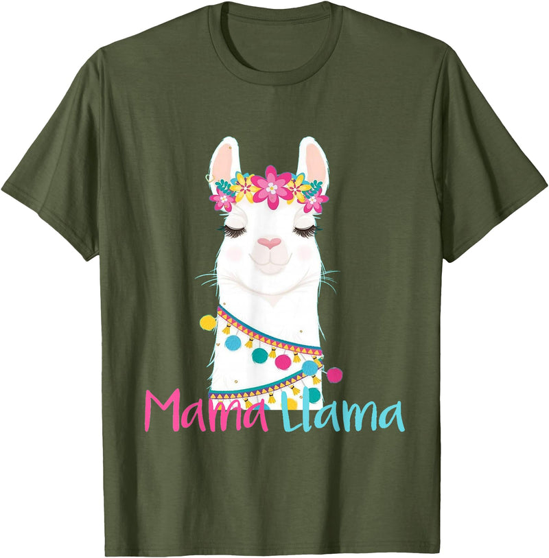 funny Mama Llama tshirt for mother's day Mama Llama Funny Mother's Day Shirt for Women Mom Love Llama T-Shirt - Olive Green