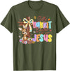 Silly Rabbit Easter Is for Jesus Kids Girls Women Boys Girls T-Shirt in Olive Green