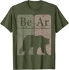 Bear Periodic Chemistry Elements Retro Arctophile Bear Periodic Table Elements Grizzly Bear Vintage Arctophile T-Shirt - Olive Green