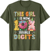 Farmer Birthday Costume Girl Costume 10 Double Digits Funny 10th Birthday Pig T-Shirt - Olive Green