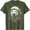 Funny Polar Bear Astronomy Space Retro Astronaut Polar Bear Lovers Space Galaxy T-Shirt - Olive Green