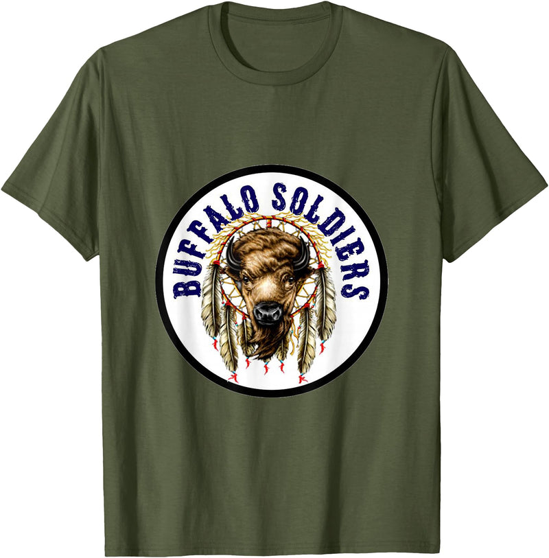 Mostly Art Stuff The Buffalo Soldiers of 1886 Dreamcatcher Art T-Shirt - Olive Green