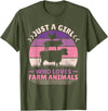 Farmer Girl Clothes For Cow, Pig & Chicken Lovers Just A Girl Who Loves Farm Animals Lover Women Farmer Girl T-Shirt - Olive Green