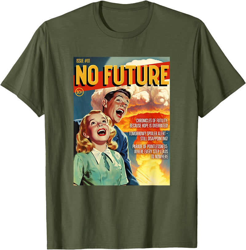 Last Gasp Graphics No Future 1950s Horror Comic Cover T-Shirt - Olive Green