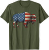 Bison American Buffalo Gifts & Apparel Stuff Bison USA American Flag Patriotic United States T-Shirt - Olive Green