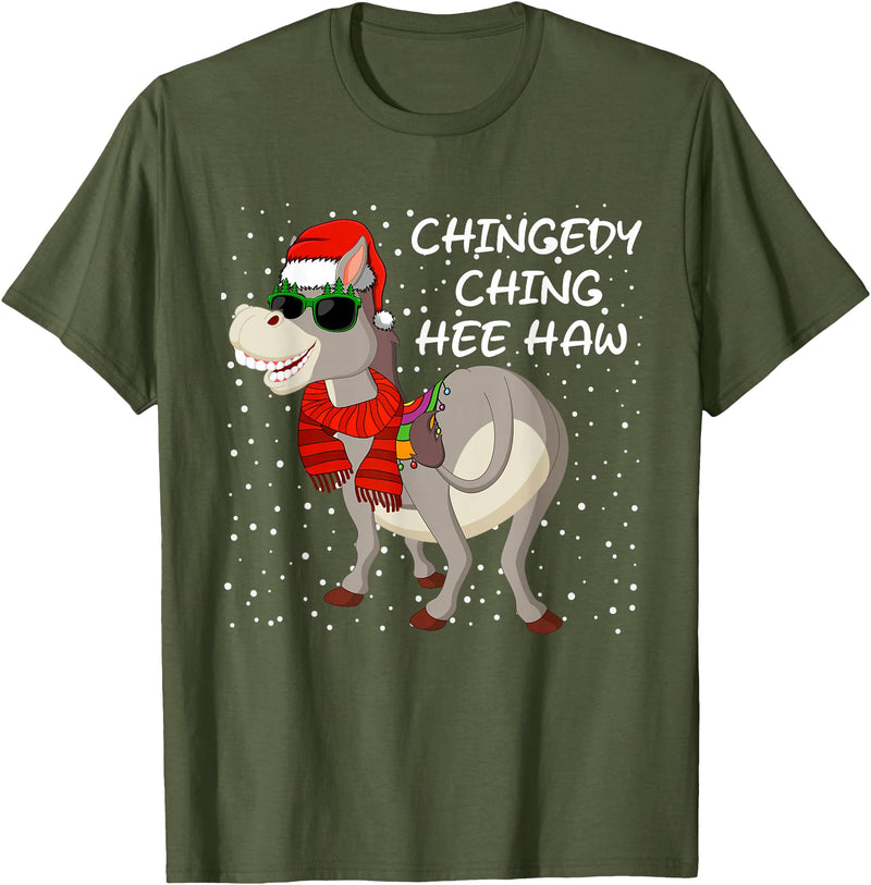 Christmas Shirts Pajamas PJ Men Women Kids Gifts Christmas Donkey Italian Xmas Funny Donkey Lover Pajamas T-Shirt - Olive