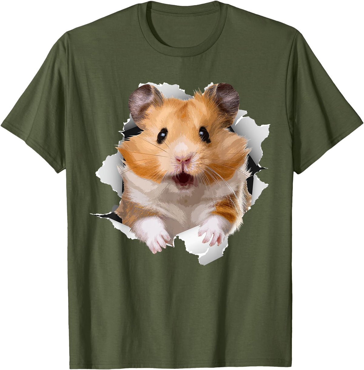 Cute Hamster Design for Men Women Kids Animal Hamster Lovers T-Shirt - Olive Green