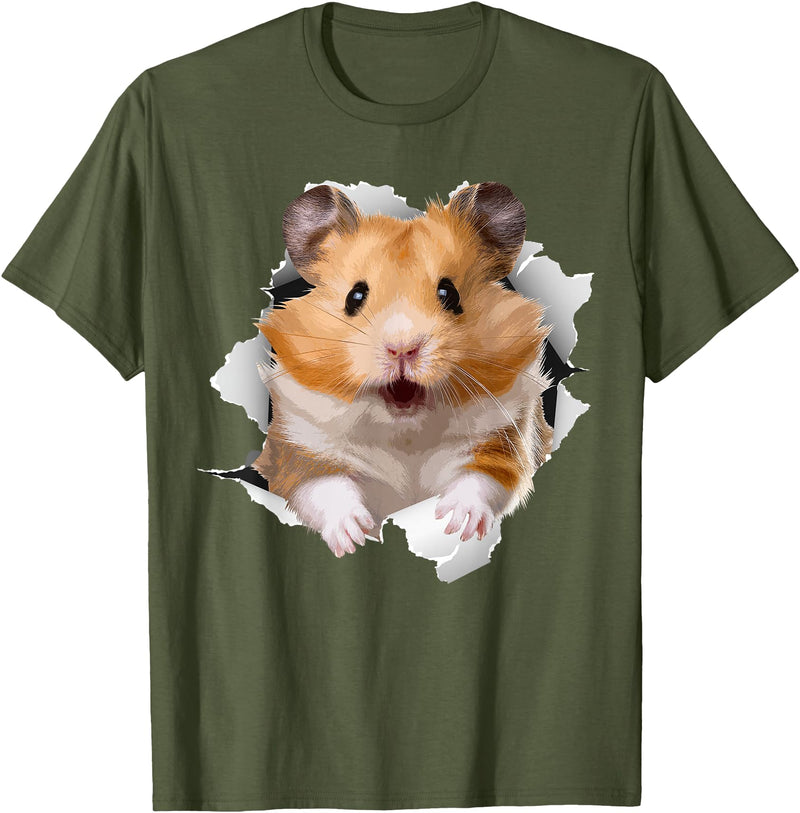 Cute Hamster Design for Men Women Kids Animal Hamster Lovers T-Shirt - Olive Green