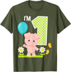 Cute Piglets Pig Barn Farm Birthday Party Supplies Pig 1st Birthday Girl 1 Year Old Birthday Cute Piglet Bday T-Shirt - Olive Green