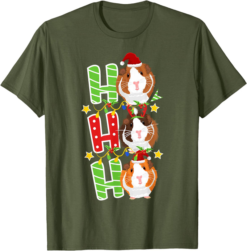 Cute Cavy Guinea Pig Clothes Accessories Piggie Santa Christmas Guinea Pig Lover Owner Stuff Piggy Cavy T-Shirt - Olive Green