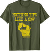 Funny Farm Nothing Tips Like A Cow Wisconsin T-Shirt - Unisex-Adults, Green, Small, Short Sleeve, Cotton, Polyester - Olive