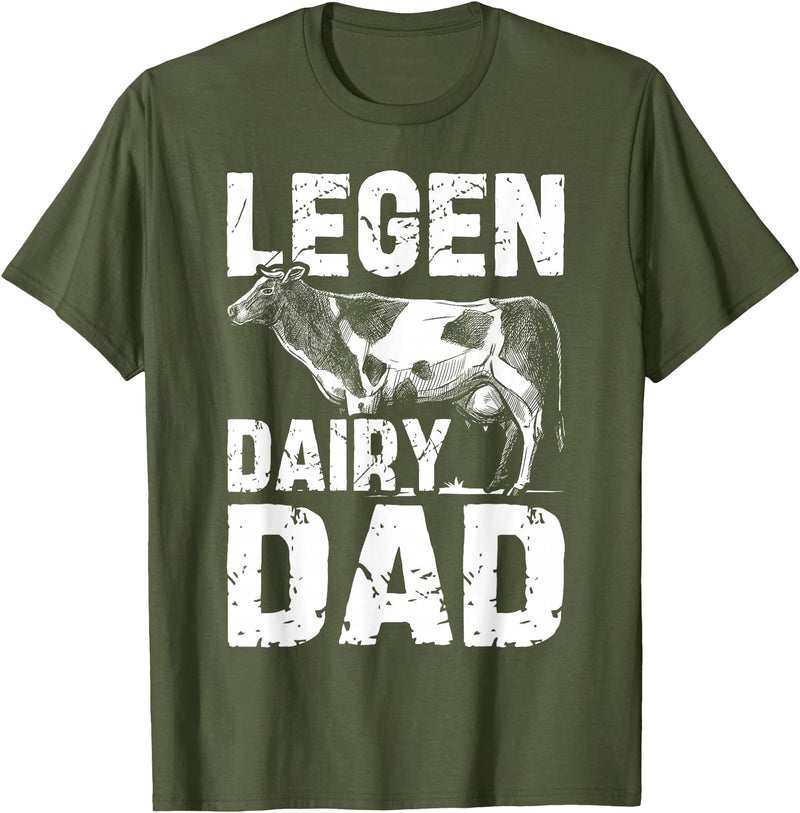 Cow Lover Gift Co. Legen Dairy Dad Cow Farmer Father's Day for Men T-Shirt - Olive Green