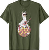 DiscoballAxis1 Funny Llama Disco Dancing Ball Groovy Retro 80s Costume T-Shirt - Olive Green