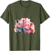 Unique Pig Lover Decor & Apparel Gifts Shop Two Loving Pigs In Love Heart Valentine's Day Pig T-Shirt - Olive Green