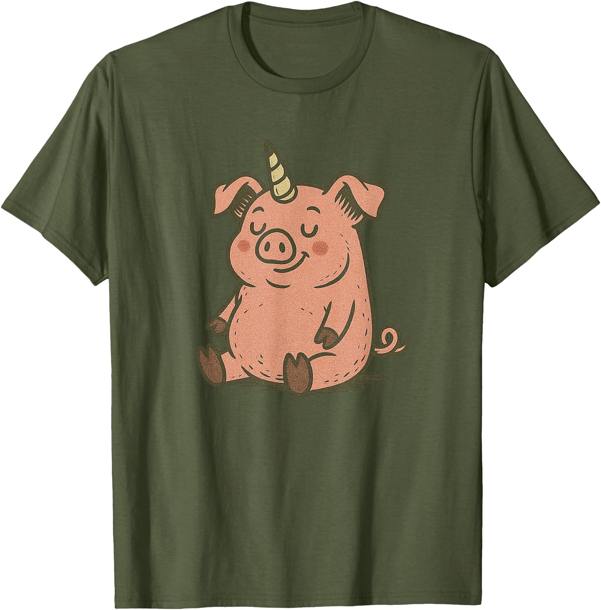 Funny Pig Outfit Unicorn Pig Costume for Funny Pigs and Unicorns Lovers T-Shirt - Olive Green