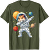 Hamster Astronaut Dabbing Funny Space Animal for Kids T-Shirt - Olive Green