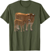 Bauernhof-Tiere von CSForest Aubrac Cow and Aubrac Calf Cattle Farm Animals T-Shirt - Olive Green