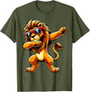 Funny Lion Lover Dabbing Lion Sunglasses T-Shirt - Olive Green