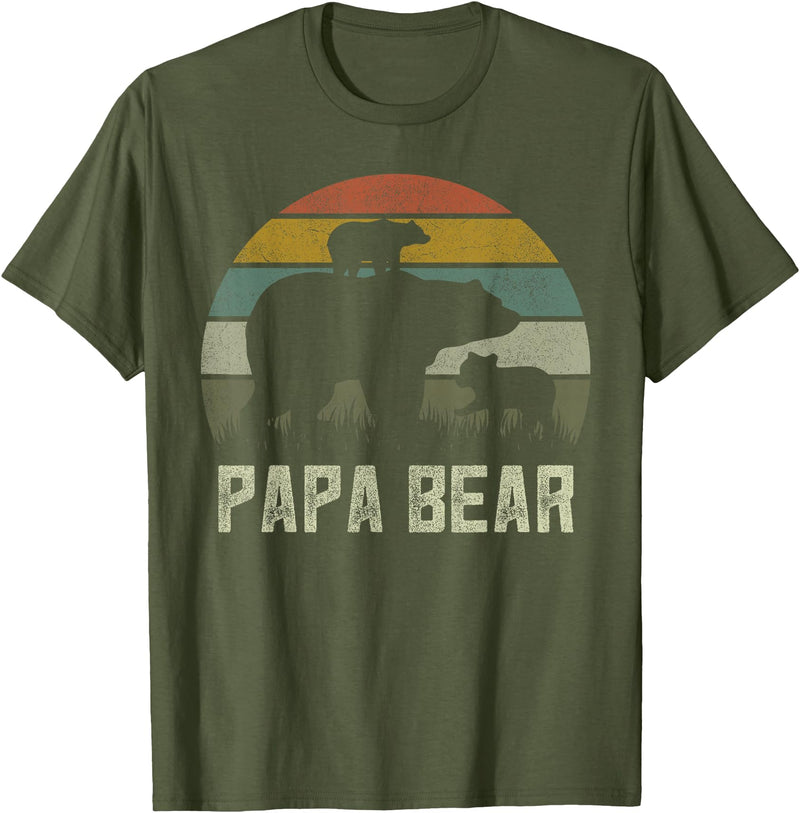 Bear Cubs Family Matching Gifts & Shirts Clothing Funny Papa Bear Shirts, Cub 2 Kids Fathers Day Grandpa T-Shirt - Olive Green