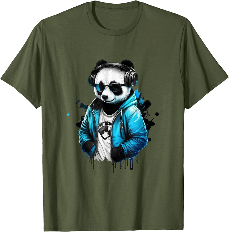 Panda Musik DJ Controller Gaming Panda Panda Music DJ Controller Gaming Panda T-Shirt - Olive Green
