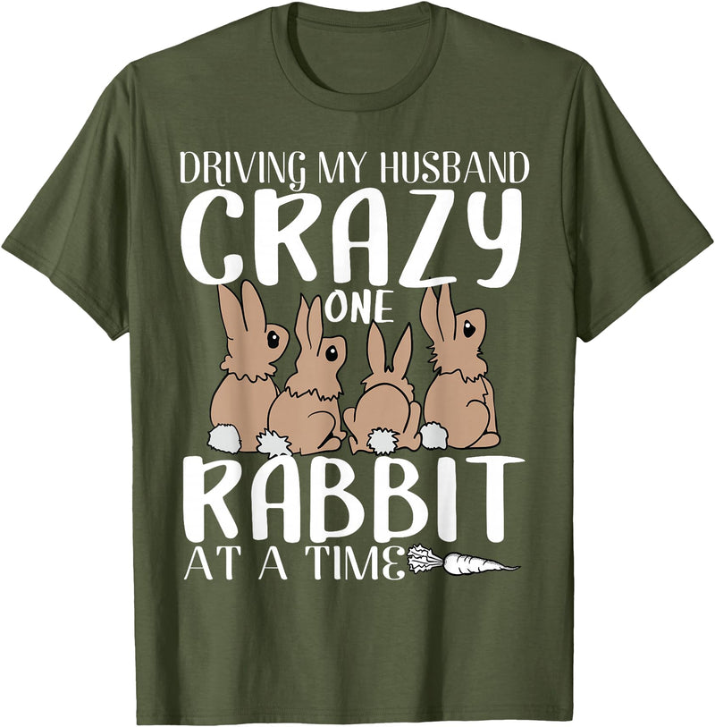 Funny Rabbits Gift Crazy Rabbit Lovers One Rabbit T-Shirt in Olive Green