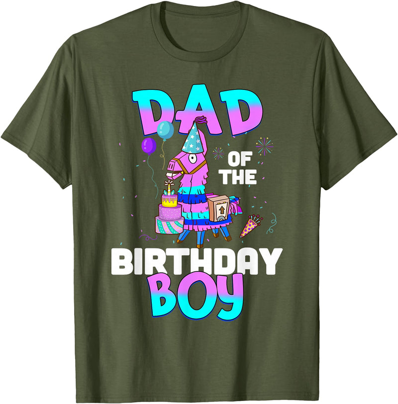 Llama Boys Kids Lovers Dad Fathers Creations Llama Birthday T-Shirt; Birthday Boy Shirt for Dad Father T-Shirt - Olive Green
