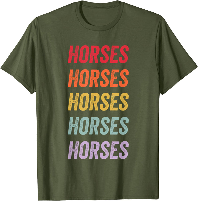 horses Apparel Horses T-Shirt - Olive Green
