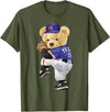 BERSLL Cute Teddy Bear Baseball Jug Sweatshirt T-Shirt - Olive Green