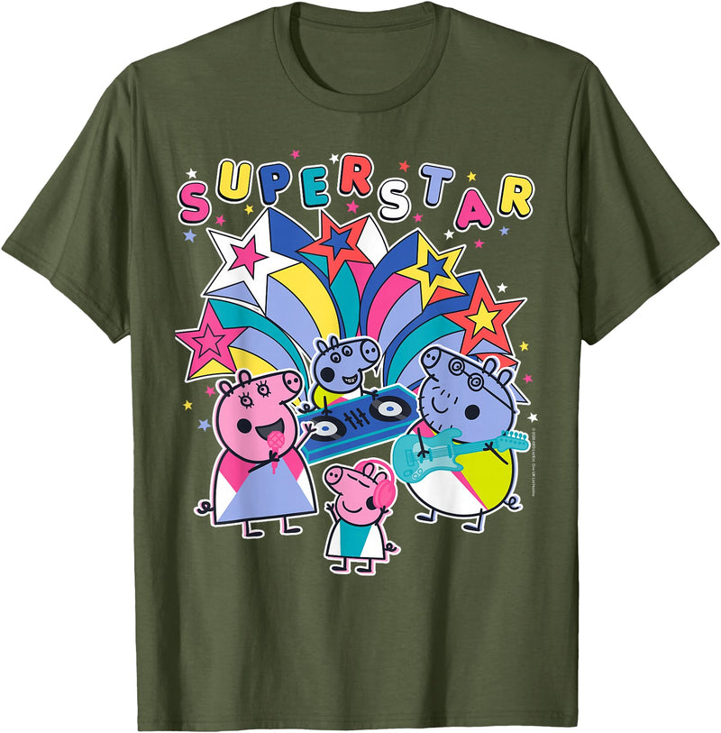 Peppa Pig Super Star Poster T-Shirt - Olive Green