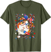 Rodent 4th Of July Costume Guinea Pig Sunglasses US Flag Bow Tie Fireworks 4th July T-Shirt - Olive Green