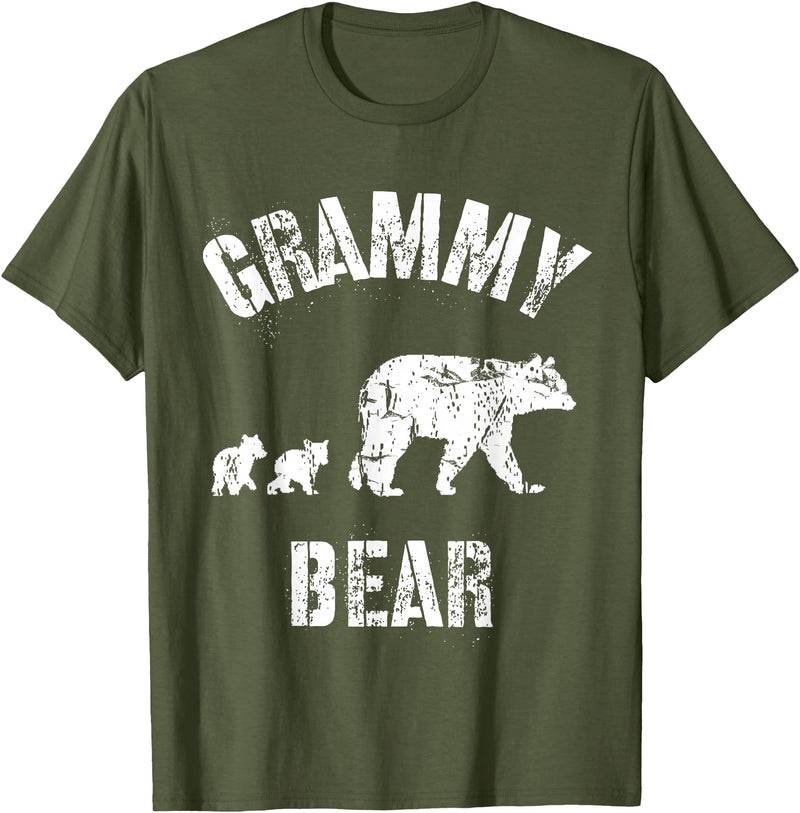 All in the Bear Family Vintage Grammy Bear Grandma With Two 2 Cubs T-Shirt - Olive Green