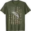 American Flag Bass Fishing Camo USA Patriotic Patriotic Bass Fishing American Flag Camo USA T-Shirt - Olive Green