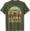Llama Squad With Glasses Funny Funny Llama Squad Sunglasses Cool Llamas Vintage Gift T-Shirt - Olive Green